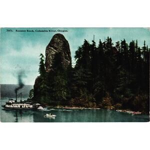 Rooster Rock‎ Columbia River Oregon Vintage Postcard Steamboat Scenic View